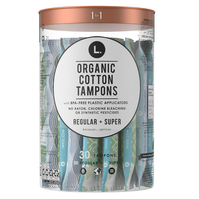 L. Organic Cotton Compact Tampons Regular/Super Absorbency Duo Pack