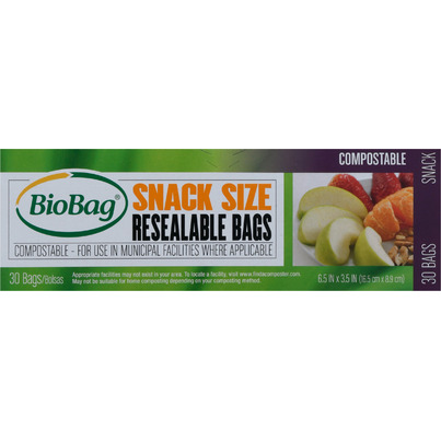 BioBag Resealable Snack Size Compostable Bags