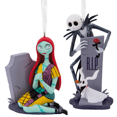 Hallmark Christmas Ornaments Jack And Sally With Tombstones Set