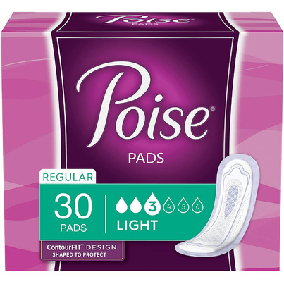 Poise Incontinence Pads Light Absorbency Regular Length