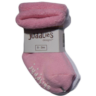 Juddlies 2 Pack Socks Pink And White