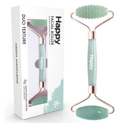 Happy Duo Texture Facial & Body Roller With Box Green Aventurine