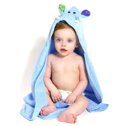 ZOOCCHINI Baby Snow Terry Hooded Bath Towel Henry Hippo