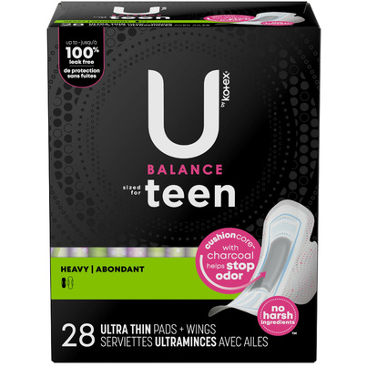U By Kotex Ultra Thin Teen Pads With Wings Unscented Extra