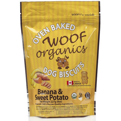 Woof Organics Oven Baked Dog Biscuits Banana And Sweet Potato