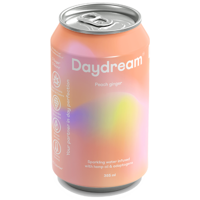 Daydream Peach Ginger Sparkling Water Infused With Hemp & Adaptogens