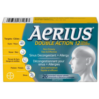 Aerius Dual Action 12 Hour Non-Drowsy Allergy + Sinus