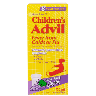 Advil Children's Suspension For Fever From Colds Or Flu Dye Free Grape