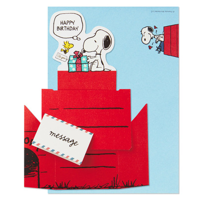 Hallmark Pop Up Peanuts Birthday Card Snoopy Dog House