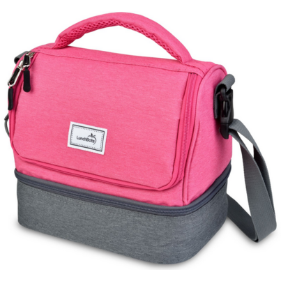 Lunchbots Duplex 2-Compartment Insulated Lunch Bag Pink