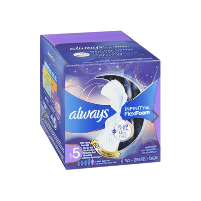 Always Infinity Size 5 Extra Heavy Overnight Pads With Wings