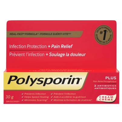 Polysporin Plus Pain Relief Antibiotic Cream, Heal-Fast Formula