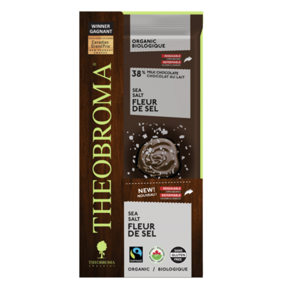 Theobroma Chocolat Organic Creamy Milk And Sea Salt 38% Cocoa Chocolate Bar