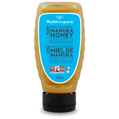 Wedderspoon Raw Multifloral Manuka Honey Kfactor 12 Squeeze Bottle