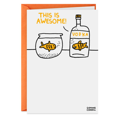 Hallmark Shoebox Funny Birthday Card Vodka Goldfish