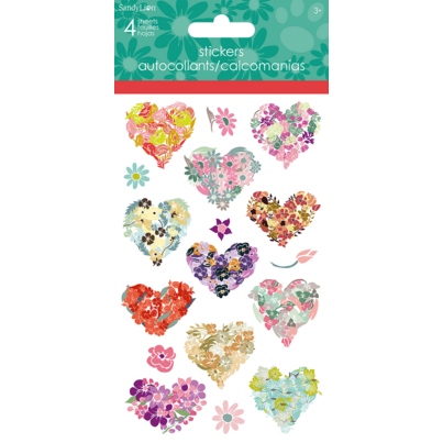 Trends Flower Hearts 4 Sheet Stickers