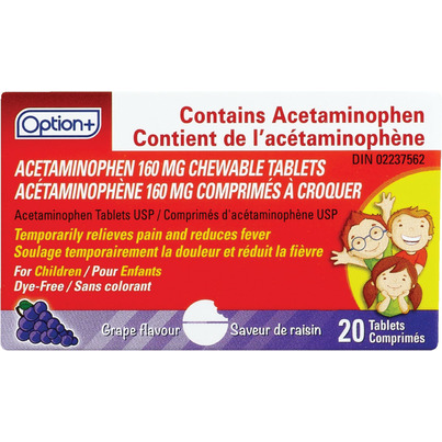 Option+ Children's Acetaminophen Chewable Tablets 160mg Grape