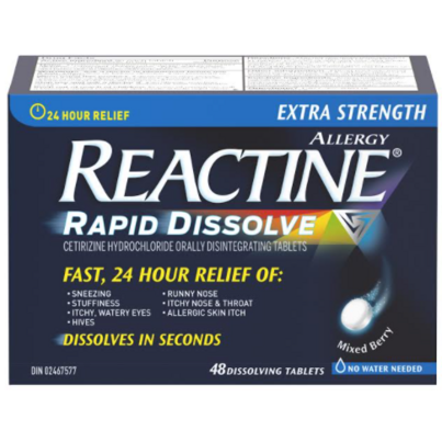 Reactine Extra Strength Rapid Dissolve 24 Hour Allergy Medicine
