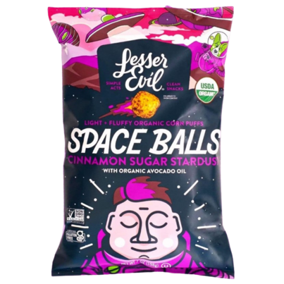 LesserEvil Organic Corn Puff Space Balls Cinnamon Sugar Stardust