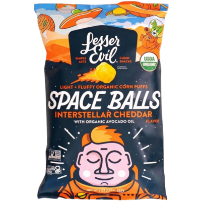 LesserEvil Organic Corn Puff Space Balls Interstellar Cheddar
