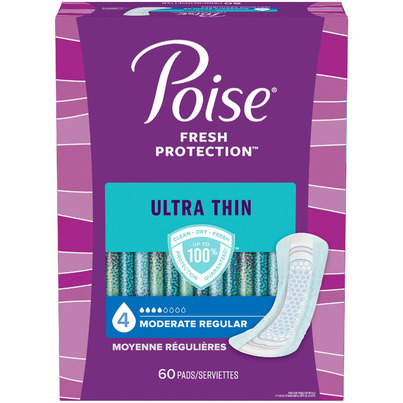 Poise Ultra Thin Incontinence Pads Moderate Absorbency Regular