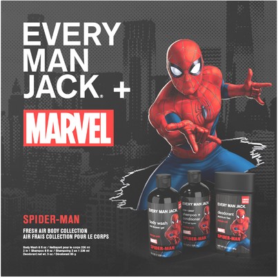 Every Man Jack Marvel Spiderman Body Collection Fresh Air