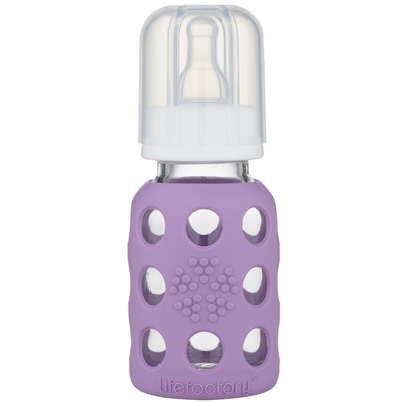 Lifefactory Glass Baby Bottle With Silicone Sleeve Lavender