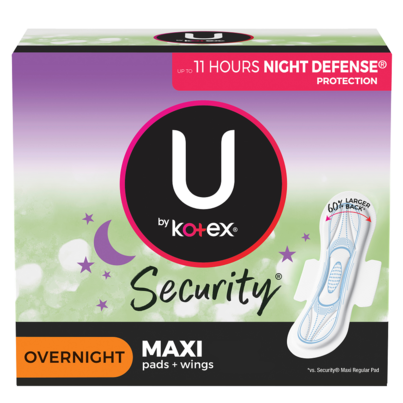 U By Kotex Overnight Security Maxi With Wings
