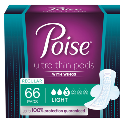 Poise Ultra Thin Incontinence Pads With Wings Light Absorbency