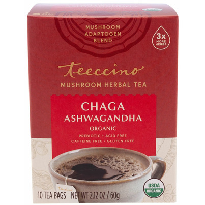 Teeccino Herbal Tea Chaga Ashwagandha Mushroom