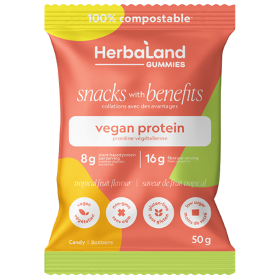 Herbaland Snacks With Benefits Tropical Protein Gummies