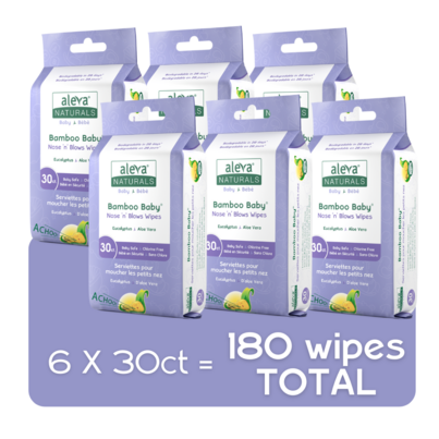 Aleva Naturals Bamboo Baby Nose N' Blows Wipes Economy Pack