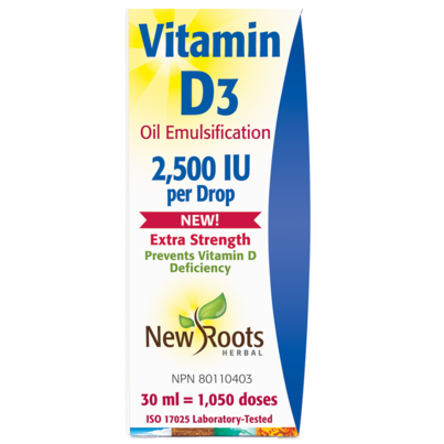 New Roots Herbal Vitamin D3 Oil 2,500 IU Per Drop Extra Strength