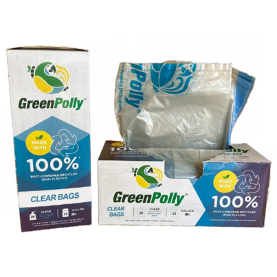 GreenPolly Clear Drawstring 50L Recycled Plastics Bags