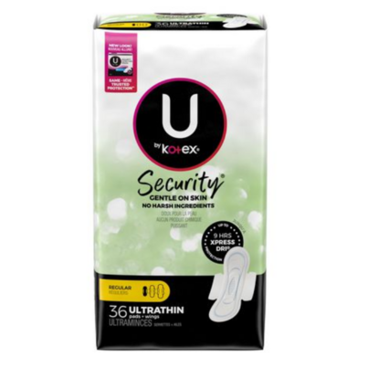 U By Kotex Security Ultra Thin Regular Pads With Wings