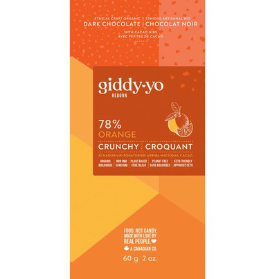 Giddy Yo Organic 78% Orange Crunchy Dark Chocolate Bar