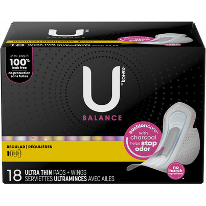 U By Kotex Balance Ultra Thin Pads With Wings Regular Absorbency