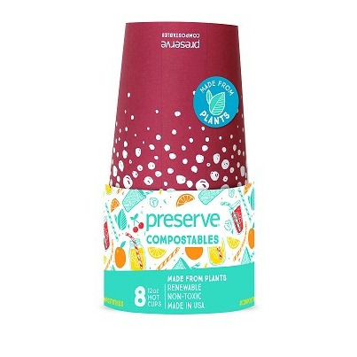 Preserve Compostables Hot Cups Red