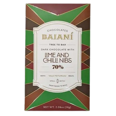 Baiani Dark Chocolate With Lime & Chili Nibs 70%