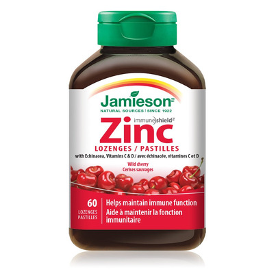 Jamieson Echinacea Vitamins C And D Wild Cherry Zinc Lozenges
