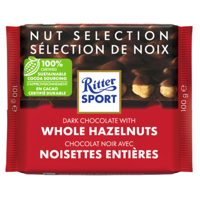 Ritter Sport Dark Chocolate With Whole Hazelnuts Square