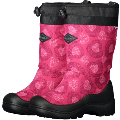 Kuoma Lumi Snowlock Kids Winter Boots Pink Heart