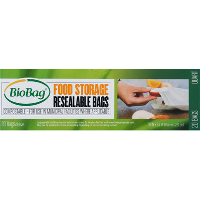 BioBag Resealable 1.5L Food Storage Compostable Bags