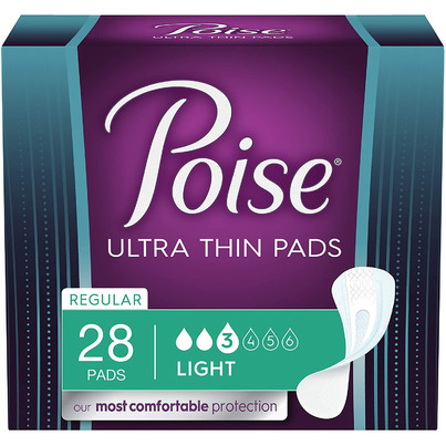 Poise Ultra Thin Incontinence Pads Light Absorbency Regular Length