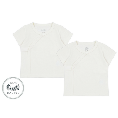 Nest Designs Basics Organic Cotton Ribbed Kimono Short Sleeve T-Shirt White