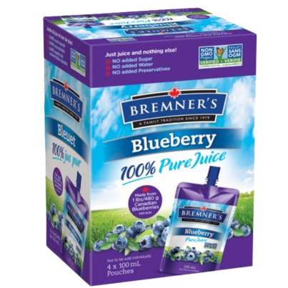 Bremner's Spout Pouches Blueberry Juice