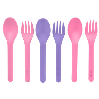 OmieLife Fork & Spoon Set Pink And Purple