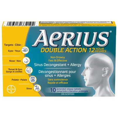 Aerius Dual Action 12 Hour Non-Drowsy Allergy+Sinus