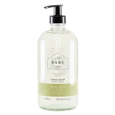 The Bare Home Hand Soap In Glass Bottle Bergamot + Lime