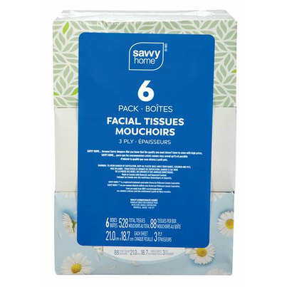 Savvy Home Facial Tissue 3 Ply 6 Pack